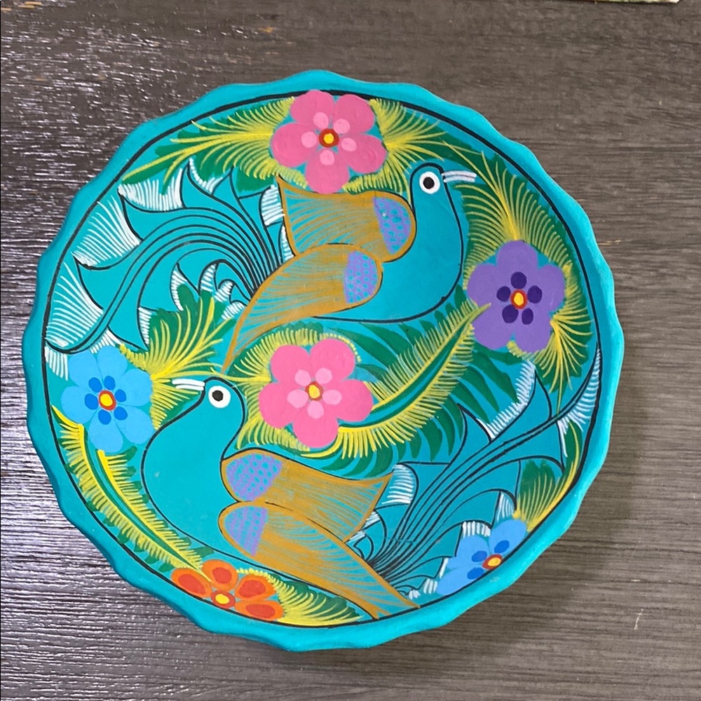 Colorful Mexican Floral and Bird Wall Plate